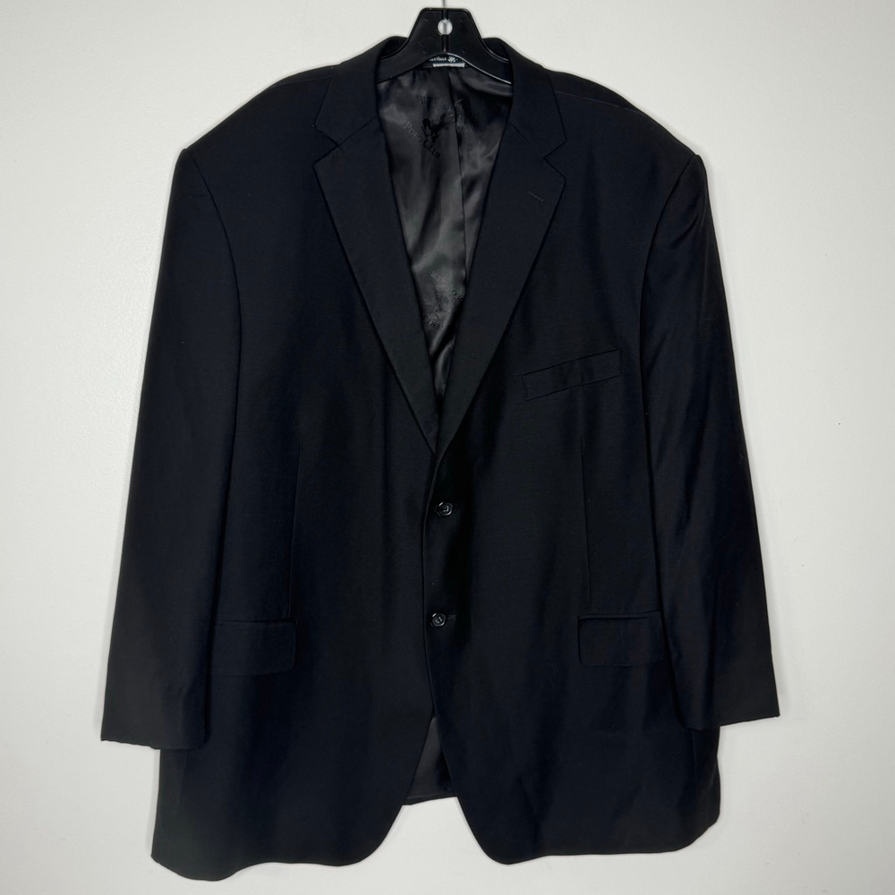 Beverly Hills Polo Club Black 2 Button Sport Jacket Blazer Mens Size 50R
